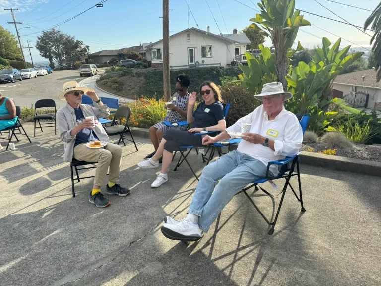 Bay-O-Vista residents relaxing at a neighborhood meet and greet for April Chan, EBMUD Ward 7